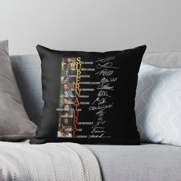 Supernatural Full Cast Signed Movie Film  Printing Throw Pillow Cover Cushion Fashion Wedding Car Pillows not include One Side