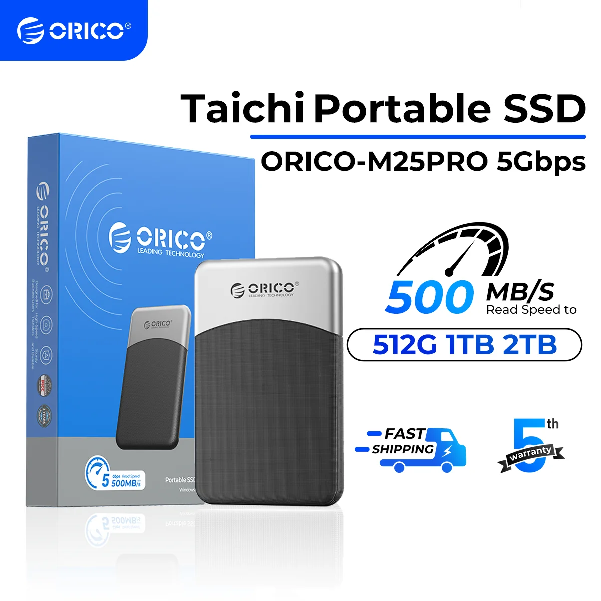 ORICO M25PRO Portable SSD 500MB/S 2.5 inch External Solid State Drive USB 3.2 Gen1 Type- C PSSD for HUAWEI MateBook Laptop