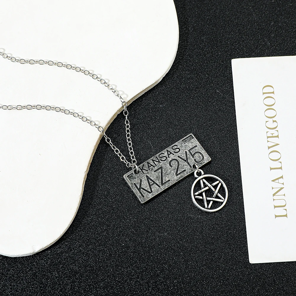 New Movie Jewelry Supernatural Dean License Plate Pendant Necklace New Fashion Vintage Necklace For fans Souvenir gift