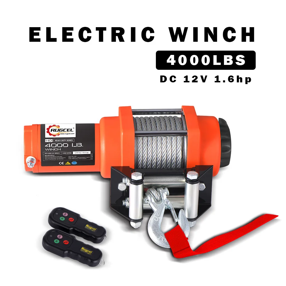 เชือกลวดกว้านไฟฟ้า Atv/utv 4000ปอนด์/เชือกไนล่อน12V24V เครื่องกว้าน ATV
