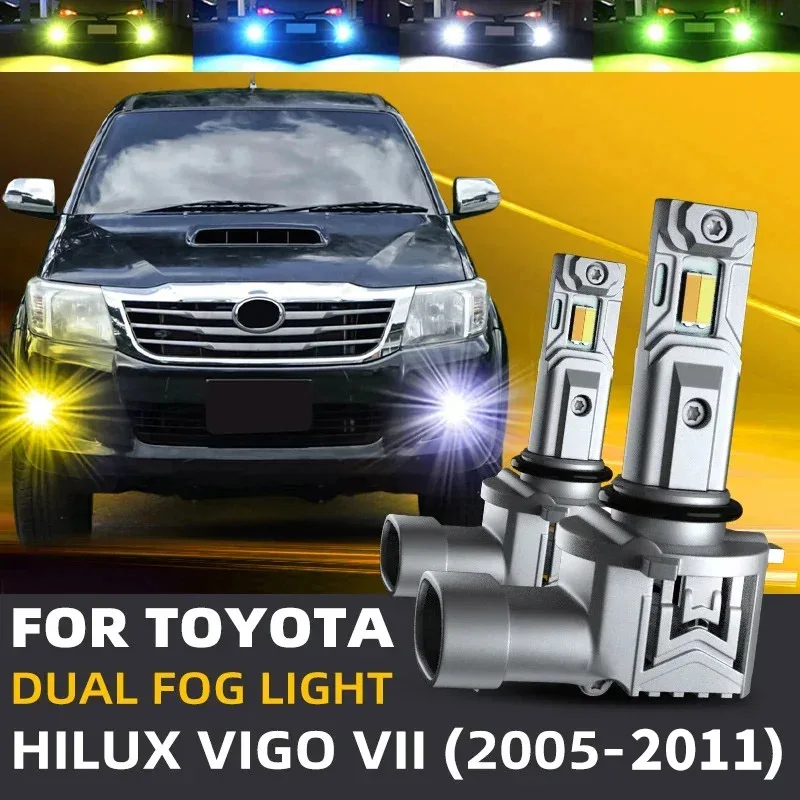 2 uds bombillas LED de luces antiniebla delanteras para coche interruptor de colores duales para Toyota HILUX VIGO 7 Pickup N1 N2 N3 2006 2008 2009 2010 2011