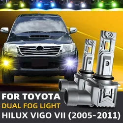 2pcs Car LED Front Fog Lights Bulbs Dual Colors Switchback For Toyota HILUX VIGO 7 Pickup N1 N2 N3 2006 2008 2009 2010 2011