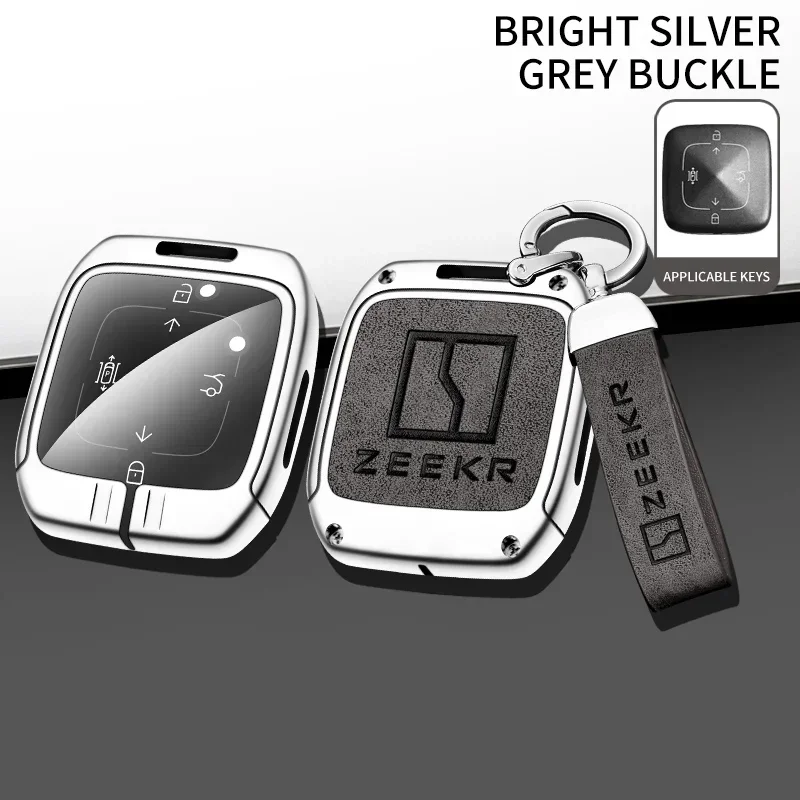 2022 2023 Brand New Zinc Alloy+Leather TPU Protective Shell Buckle Car Smart Remote Key Bag For ZEEKR 001 009 Accessories