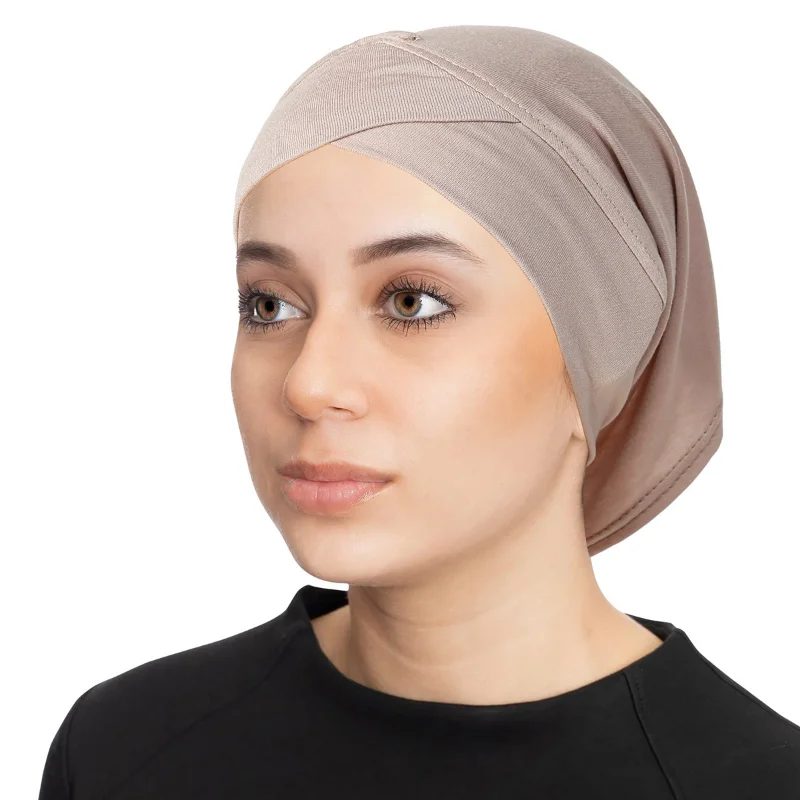 KepaHoo Solid Color Crossed Forehead Women Muslim Hijab Caps Ladies Wrap Head Soft Elastic Turban Bonnet Headdress Wearable