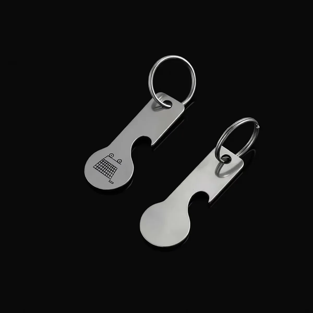 2Pcs Custom Name Keychain Supermarket Cart Token Customized Text Key Chain Festival Gift Personalized Text Beer Bottle Opener
