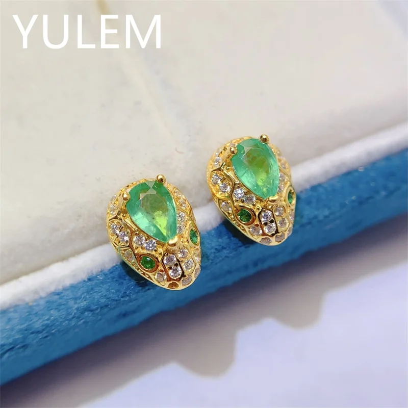 

YULEM Natural Emerald 4x6mm Silver 925 for Women Daily Wear Water Drop Design Fine Jewelry