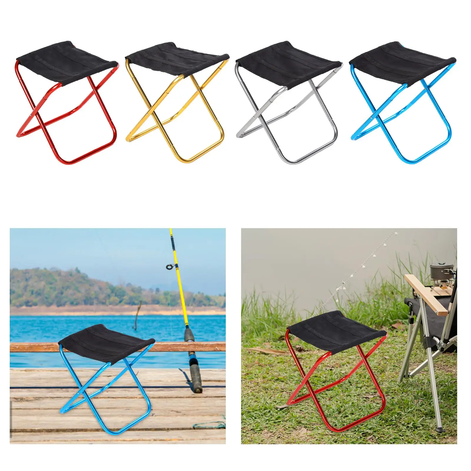 Camping Stool Seat Aluminium Alloy Adults Foot Stool Camp Stool Lightweight Fishing Chair for Patio Hiking BBQ Garden Travel