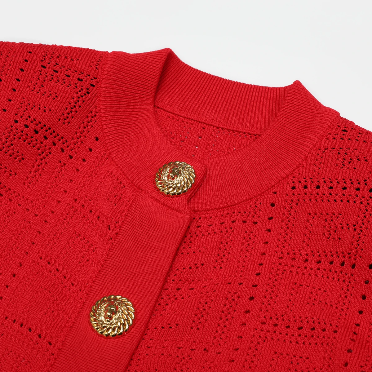 

2642 High Quality Spring and Autumn New Fashionable Hollow Knitted Texture Long Sleeve Top with Elegant Women's Cardigan
