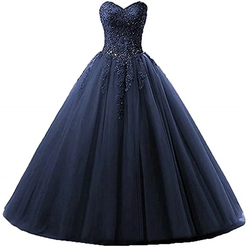 Sweetheart Lace Appliques Ball Gown Evening Prom Dress Beading Sequined Quinceanera Dresses Sweet Flower Party Dress Luxury