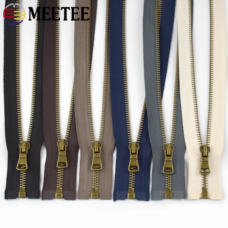 

2/5Pcs 5# Metal Zippers 40/50/60/70/80cm Bronze Teeth Open-End Zipper Bag Jacket Cabbage Zips Sewing Decor Zip Repair Accessory