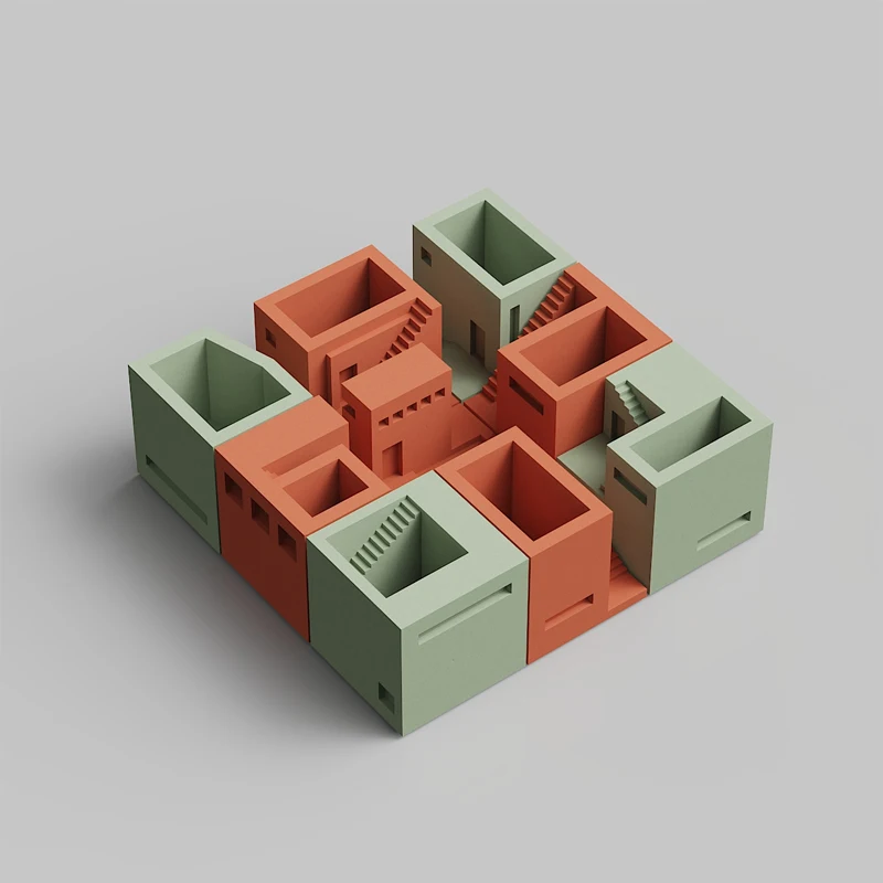Creative cement building model moss micro landscape ornaments, modern simple home decoration house shape pen holder flower pot
