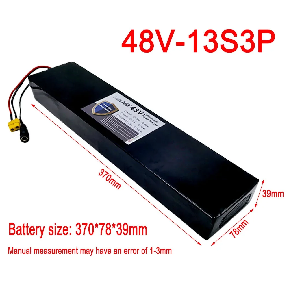 18650 Lithium-ion Battery Pack 48V 10500mAh 1000W 13S3P Suitable for 54.6V with BMS+Charger