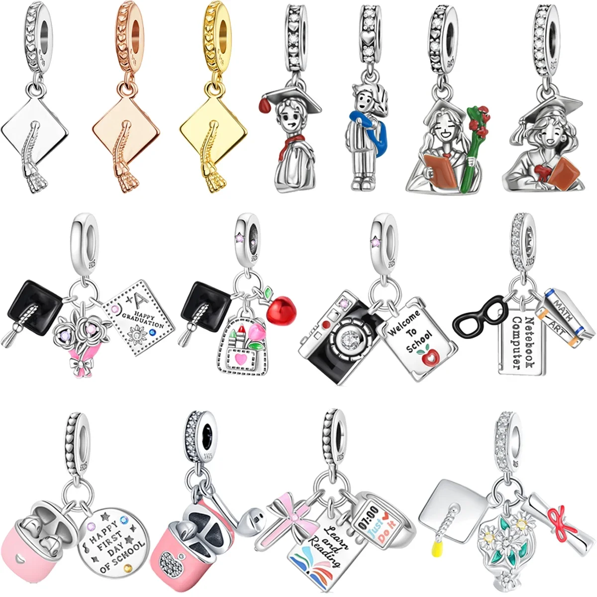 

Оригинальные подвески из стерлингового серебра 925 пробы, выпускной сезон, бусины, цветочные подвески, подходят для браслета, ожерелья, ювелирные изделия своими руками, подарок