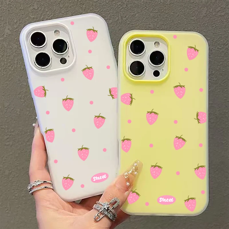 Sweet Pink Strawberry Pattern Phone Case For Redmi 10 11 12 13 14 4G Xiaomi Redmi Note 11 12 13 14 10 Pro 5G 14C 13C 15C Fundas view 5