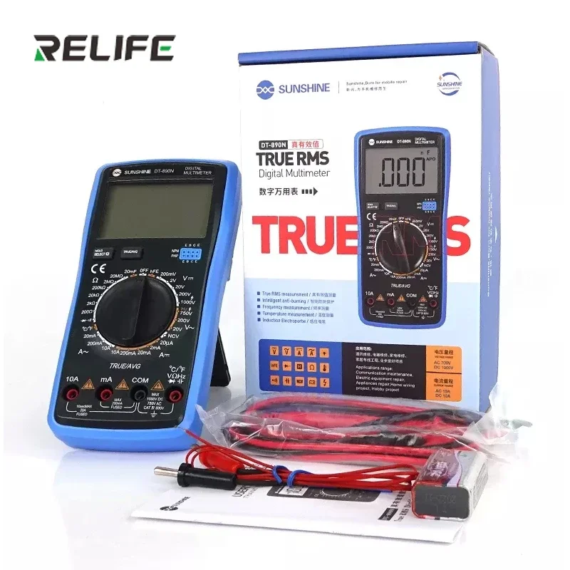 SUNSHINE DT-890N Digital Multimeter Transistor Capacitor Tester AC/DC Voltage and Current Resistance Measurement Meter Tester