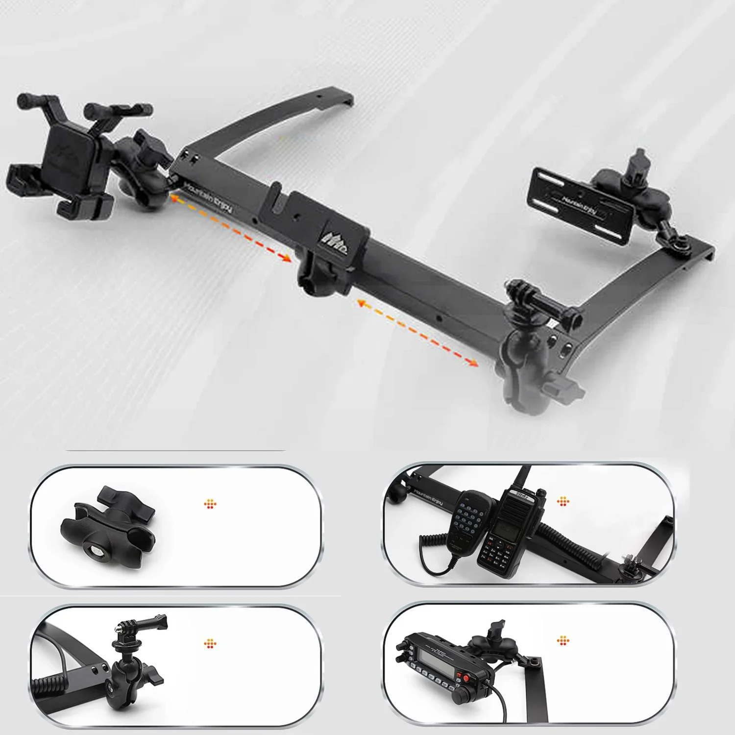 For GWM Tank 300 2020-2024 Central Control Instrument Panel Integrated Bracket Rail Radio Intercom Expansion Mobile Phone Holder