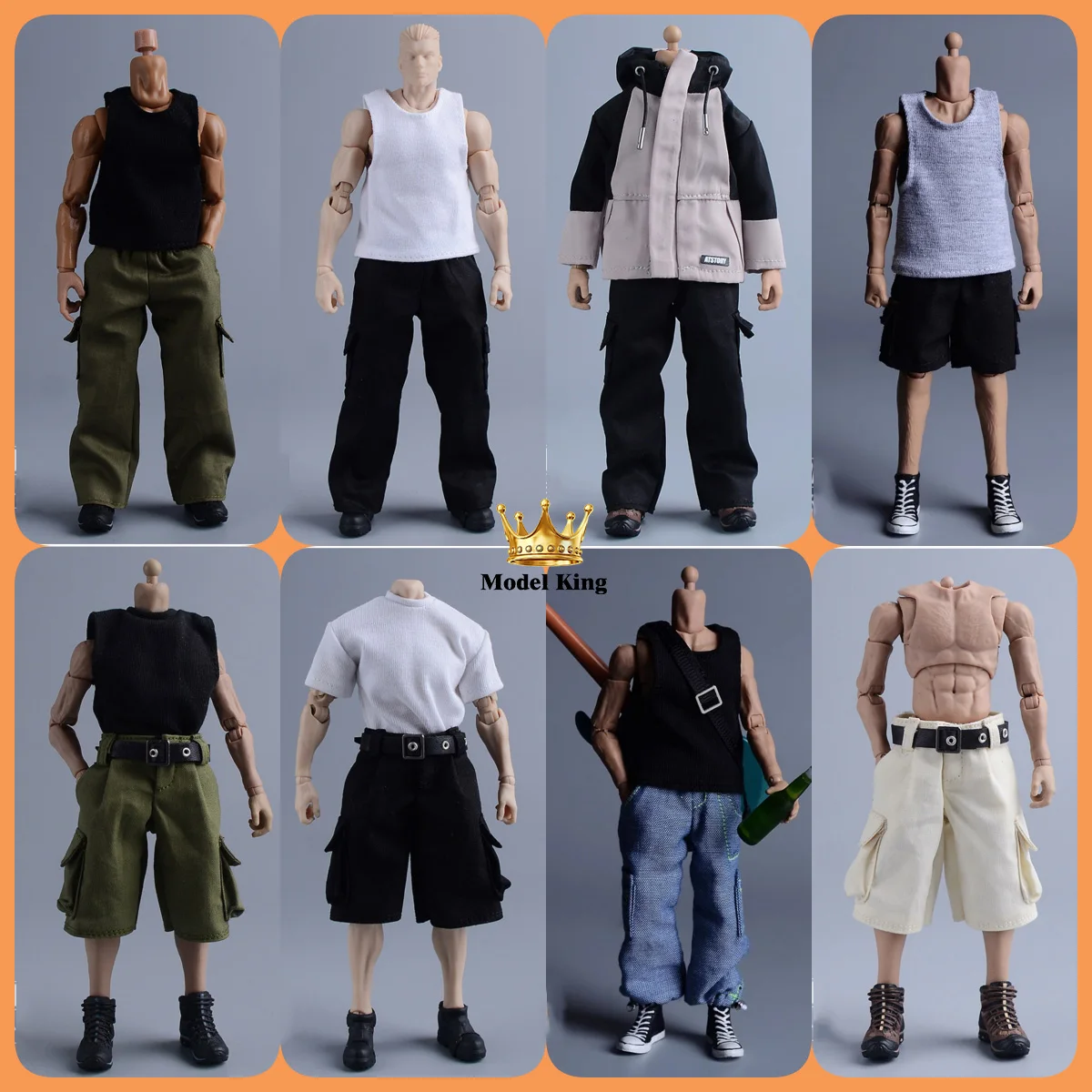 1/12 Fashionable Handsome Coat Versatile Solid Color Sports Vest Casual Shorts Fit 6Inch Romankey Notaman Action Figure Body