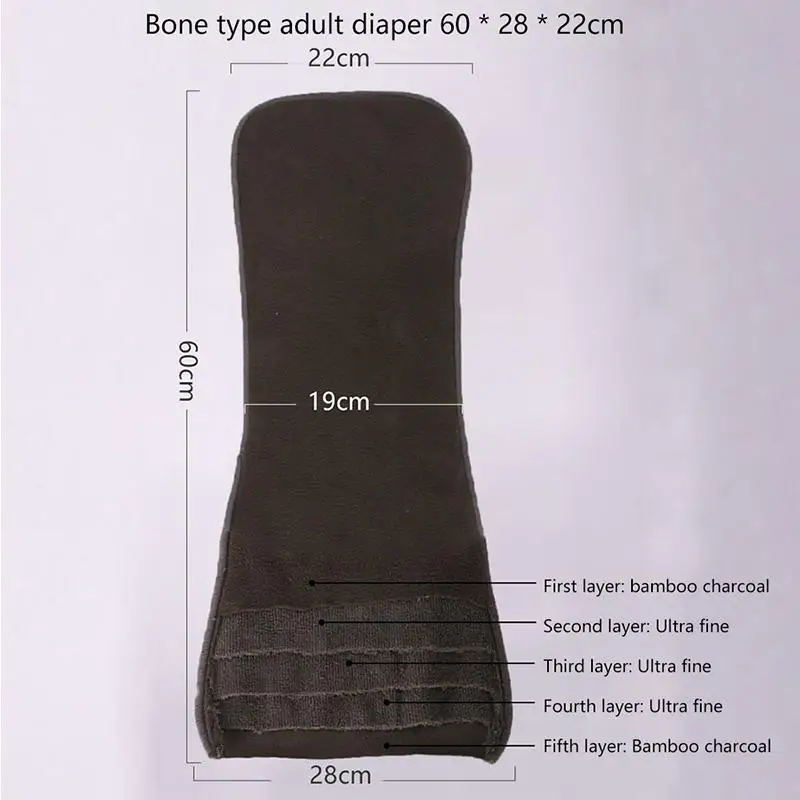 New 1Pcs 5 Layers Polar Fleece Cloth Nappy Liner Super Absorbent Washable Adult  Reusable Incontinence Adult  Insert Pad