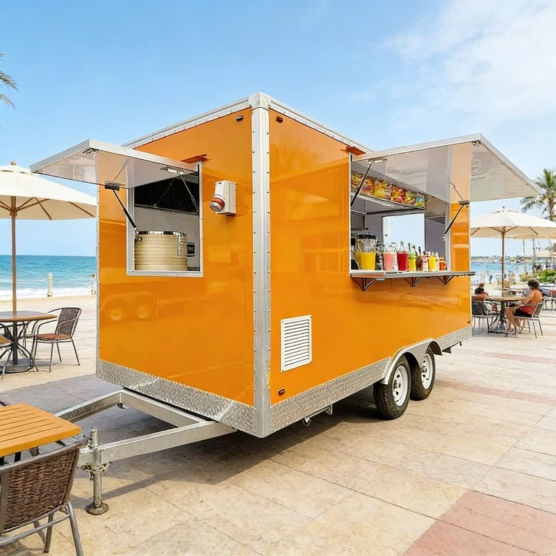 Multifunctional Food Trailer Full Kitchen for Burgers Pizzas Drinks Commercial Mobile Street Vending Cart Catering Trailer