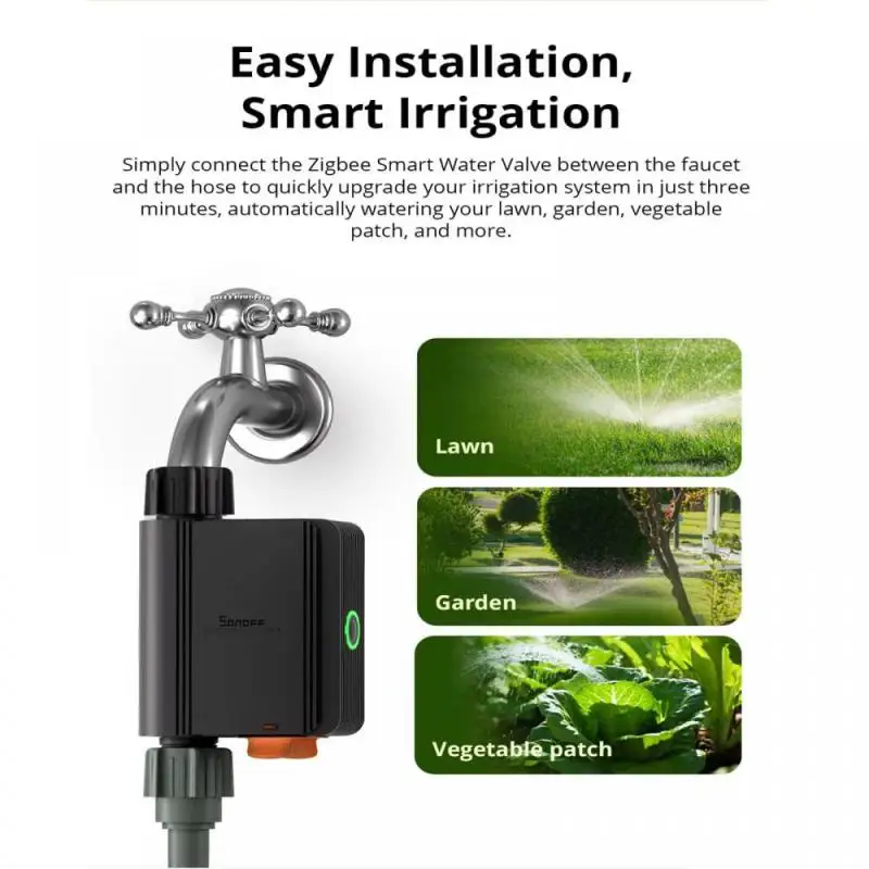 SONOFF SWV Zigbee Smart Water Valve Automatic Irrigation IP55 Easy Install Remote Control Time Schedule Via EWeLink Alexa Google