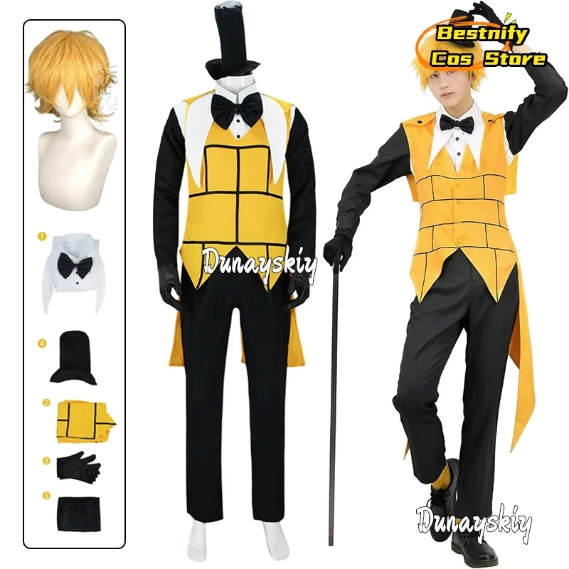 CosplayBill Cipher disfraz de Cosplay disfraz hombres adultos chaleco camisa pantalones sombrero guantes trajes misterio ataque Bill y Will Cosplay C
