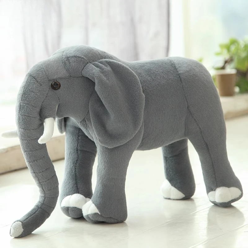 

80cm Simulated Stuffed Animals Model Lovely Pretty Standing Elephant Gry Lively Can Ride Kid Mount Plush Doll Children Toys Gift