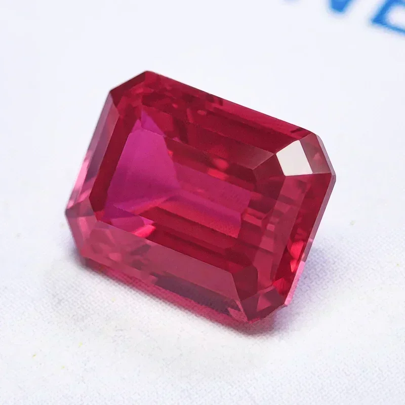 

Lab Grown Ruby Red Color Emerald Cut VVS1 Gemstone Charms DIY Advanced Jewelry Making Materials Selectable AGL Certificate