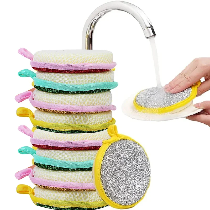 

Kitchen Cleaning Towel Double Sided Dishwashing Sponge Kitchenware Brushes Anti Grease Wiping Rags Absorbent Washing Dish Cloth