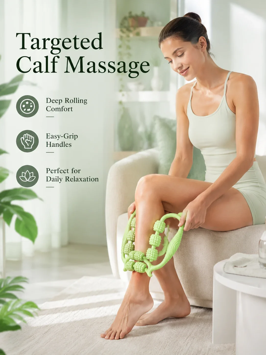 9 Roller Ring Leg Trainer, Thigh Calf Massage Clipper, Yoga Roller Leg Exercise Tool for Home Workout