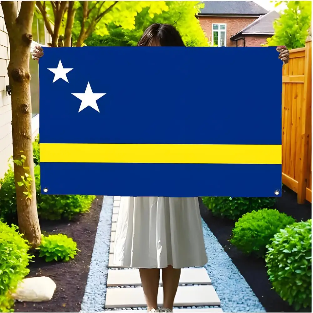 Flag of Curacao Flags Edgeless four-ring hanging decor indoor outdoor compatible easy for hanging display