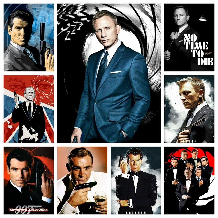 Classic Film Jame Bond 007 Diamond Painting Full Drills Sean Connery And Daniel Craig Portrait Art Cross Stitch Home Decor