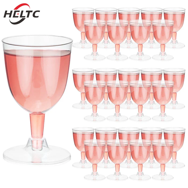 2/6 Pcs Clear Gold Plastic Wine Glass Recyclable Shatterproof Wine Goblet Disposable Reusable Cups For Champagne