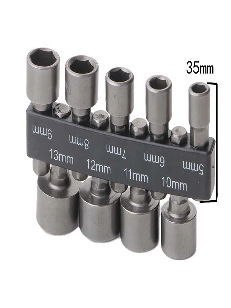 9/14pcs Power Nut Driver Drill Bit Set 5-12mm Hexagonal Shank Hex Nut Socket 1/4" Screw Metric Driver Tool Set Adapter Drill Bit