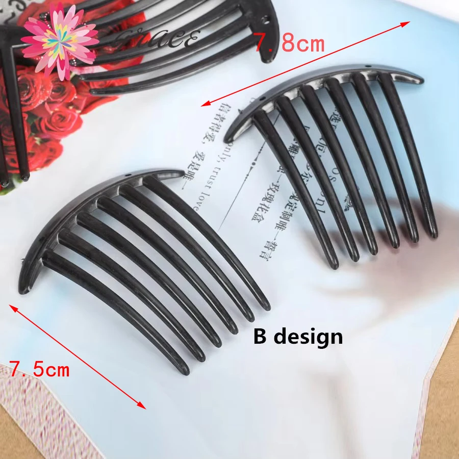 10pcs/lots 6/23 teeth Black Plastic Basic Hair Combs Clip Blank Base Findings For Hair jewelry Diy Making Headdress Accessories