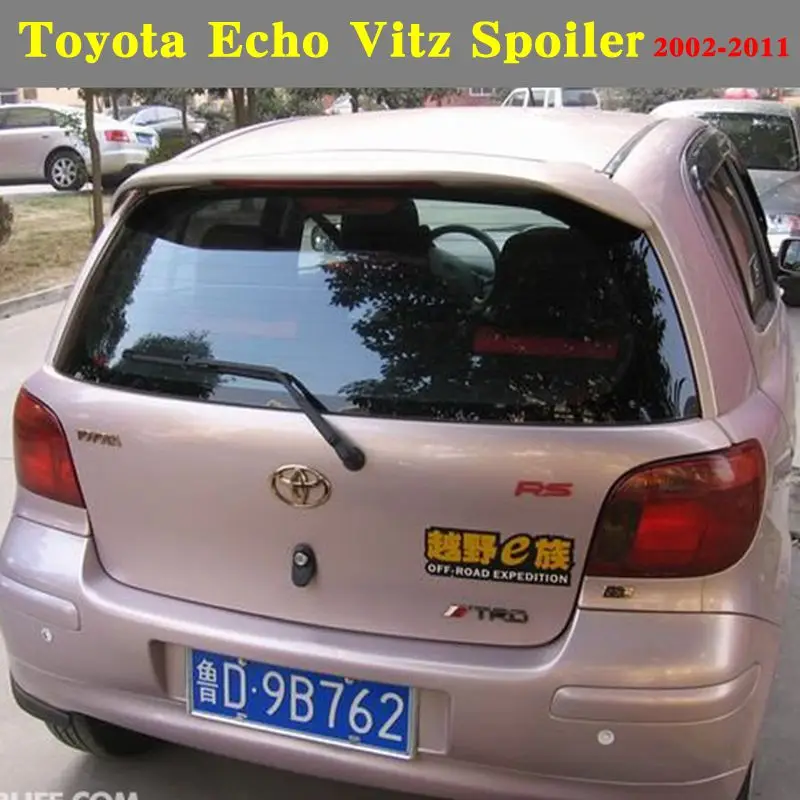 ABS Material Car Rear Wing Primer Carbon fiber look Glossy black Unpainted Color Rear Spoiler For Toyota Echo Vitz  2002-2011