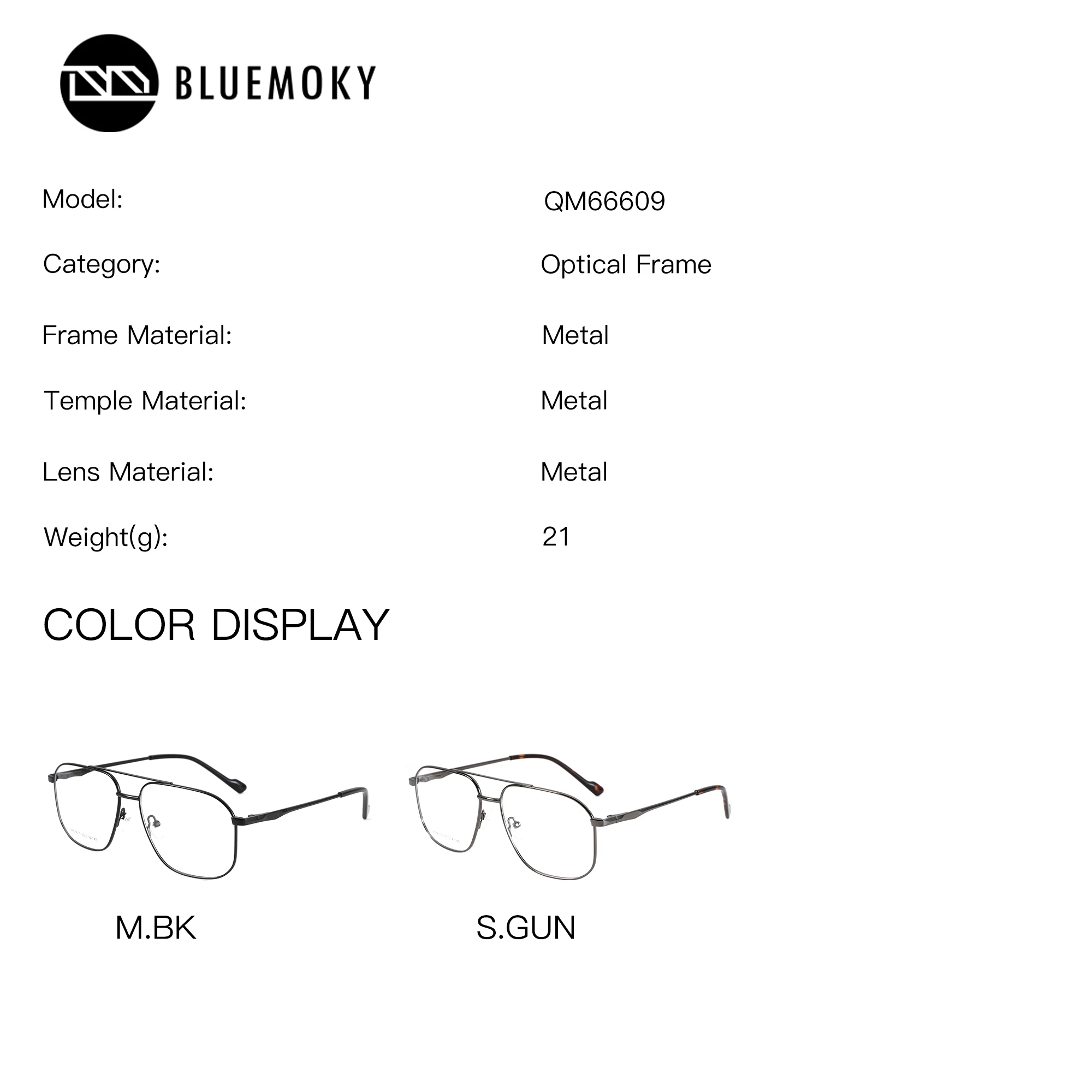 BLUEMOKY S Size Metal Pilot Customised Men's Prescription Glasses Anti Blue Light Progressive Optical Eyeglasses Myopia Eyewear