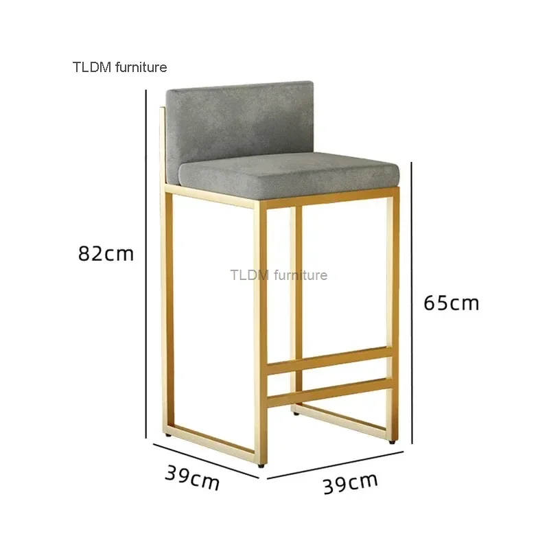 Nordic Iron Bar Chairs Simple Luxury Home Kitchen Bar Stools Creative Golden Hotel Stool Front Desk High Household Chairs A B