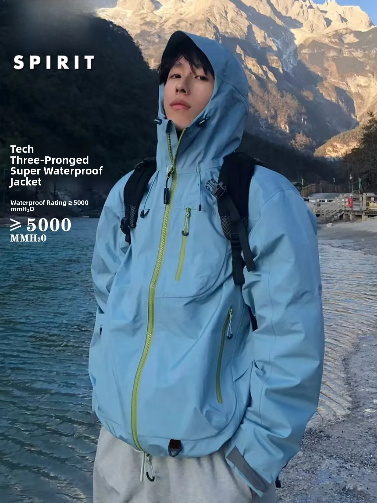 

Spirit Men's Outdoor Waterproof Hiking Mountain Climbing Jaet Spring Autumn Hard ell Coat with Multiple kets