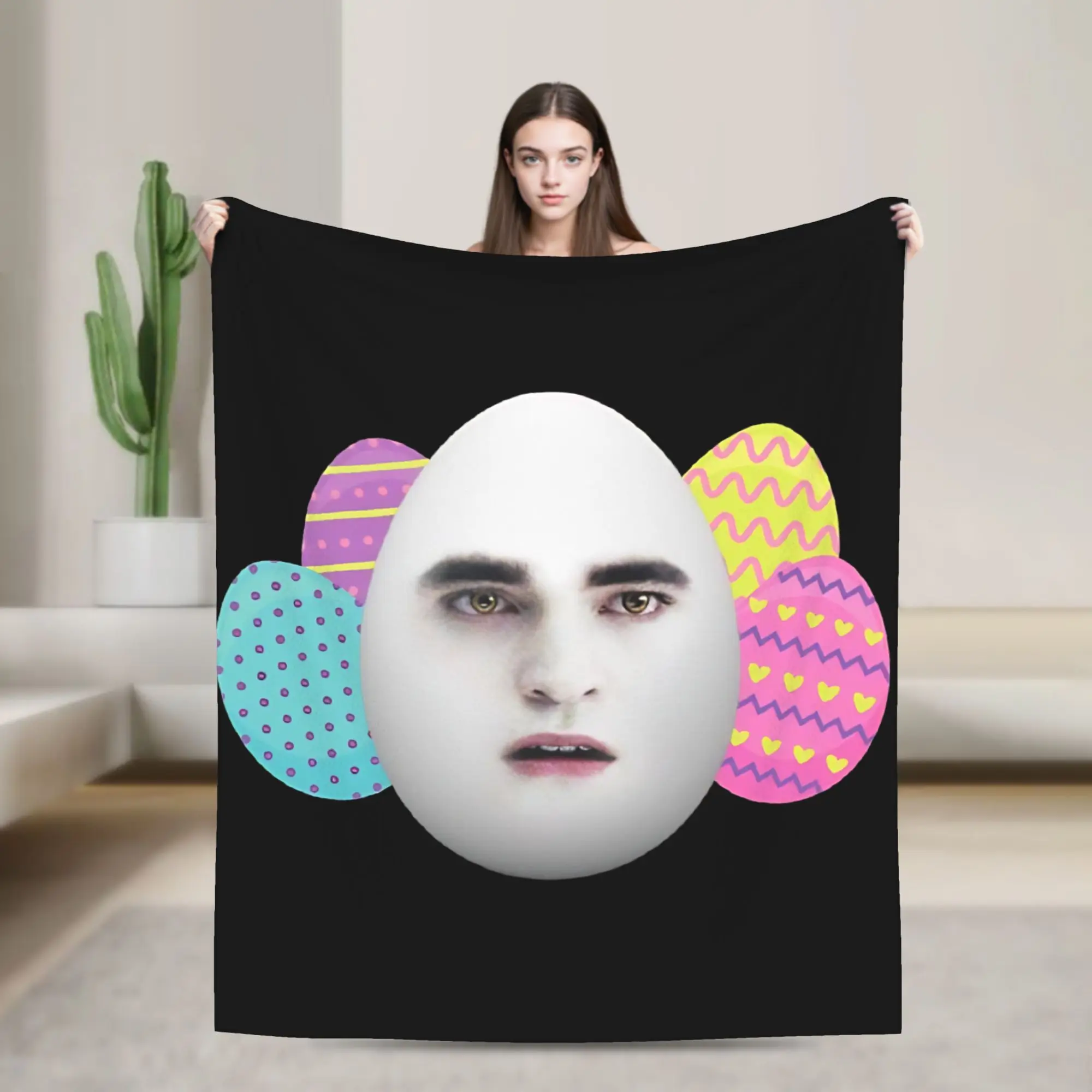 Easter Eggward Funny Meme Blanket Twilight Edward Cullen  Plush Throw Blanket Airplane Travel Ultra-Soft Warm Bedsprea
