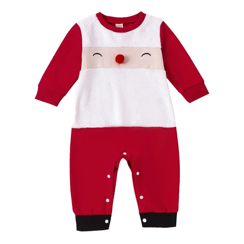 

0-18M Newborn Baby Jumpsuit Long Sleeve Crew Neck Elk Santa Claus Christmas Romper Clothes for Girls Boys Clothes