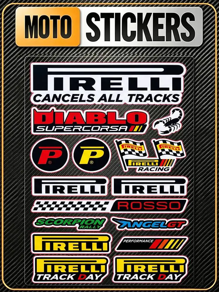 

For PIRELLI Racing Safety Reflective Waterproof Auto Decal Scratch Cover Stickers Universal For Bike Helmet Mug Refrigerator