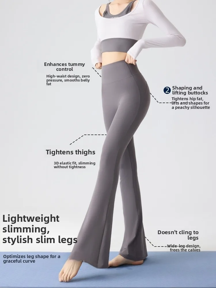 Pantalones de Yoga de cintura alta para mujer, pantalones acampanados blancos adelgazantes finos de verano, pantalones largos informales con Control de barriga, poliéster, nailon y LICRA