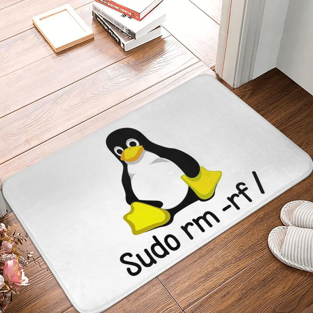 Sudo Rm -rf Programmer Tux Coder Java Linux Penguin Anti-slip Doormat Floor Mat Carpet Rug for Kitchen Entrance Home Footpad Mat