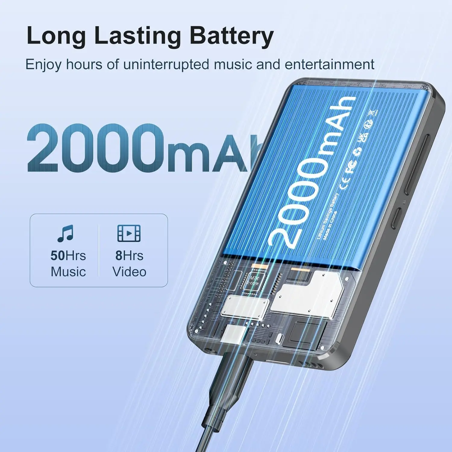 MP3-Player mit Bluetooth und WLAN, 4-Zoll-Touchscreen-Musikplayer Android 9.0 MTK 8 Core, MP4-Player mit Spotify, lautbar, Deezer, Am