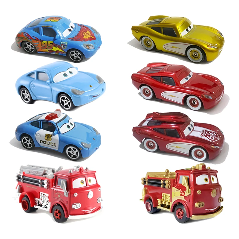 Pixar Cars Toys Sally Carrera Police Red Plated Version Lightning McQueen Couple Version Alloy Diecast Children Gifts Toy