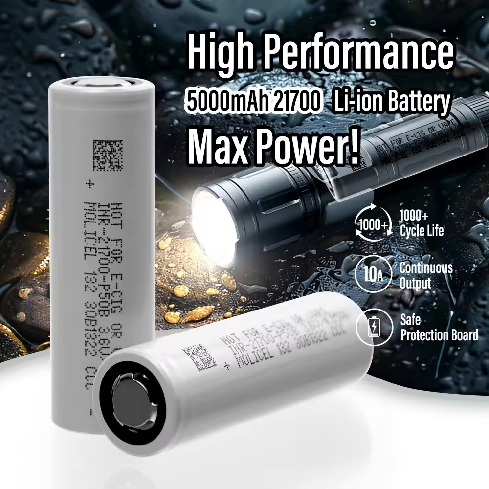 

50A Molicel New Battery Inr21700 P50B 5000Mah 3.6V 50A Molicel 21700 P50B for Battery Pack Power Tools Ev Hypercars
