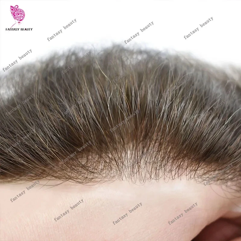 

80% Density Men's 0.02mm Ultra Thin Skin Toupee Undetectable Natural Invisible Hairline Brown Blonde Human Hair System Prosthesi