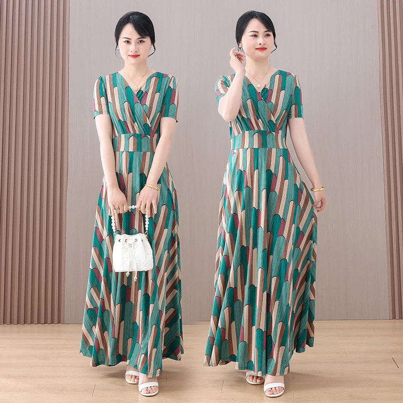 

Women's Short-sleeved Printed Dress Vacation Tour Occasion Plus Size Women's Clothing Summer Clothes Elegant Gowns Prom Dresses