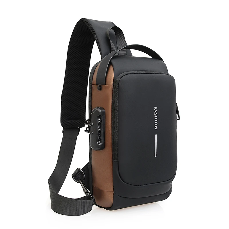 Anti‑Theft Password Lock Sling Chest Bag, Water‑Repellent Multi‑Compartment Crossbody Pack for Commute Outdoor Activities