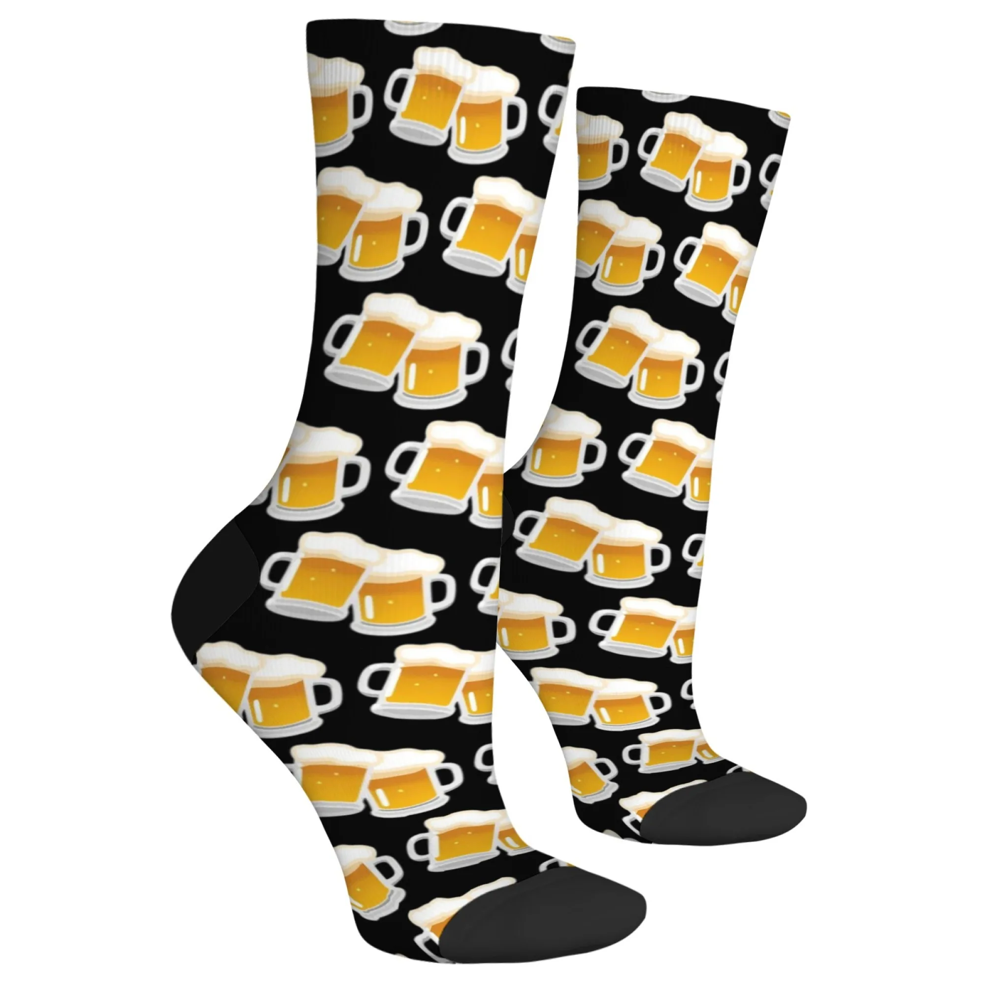 1 Pair Men's Fashionable Black Beer Cartoon Crew Socks Soft Warm Breathable Casual & Dress Socks for Parties Casual Attire view 5
